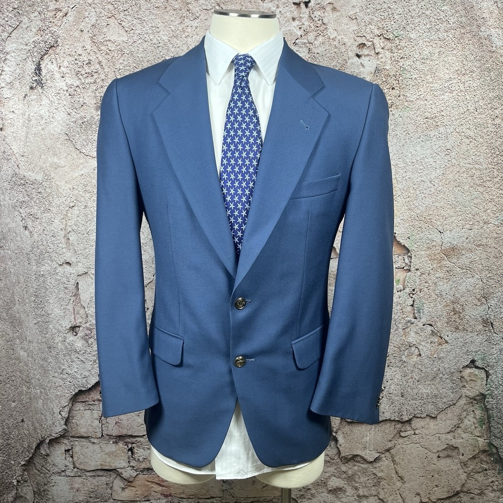 Vintage Bugatchi Uomo for Michael Jordan Suit Jacket Blue 42S Virgin Wool Blazer
